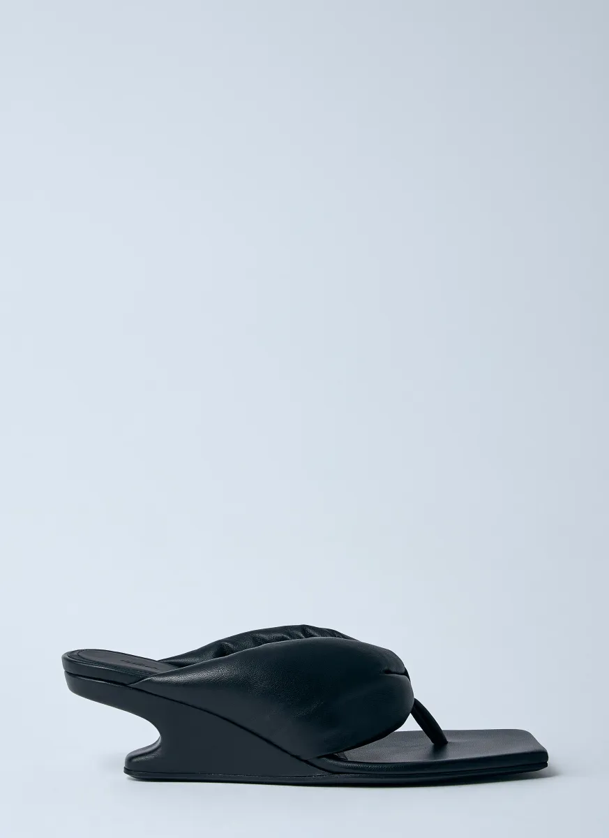 Leather Thong Wedge Sandals