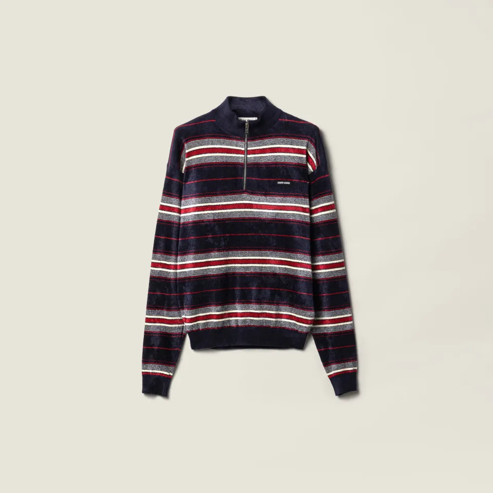Chenille half-zipper sweater