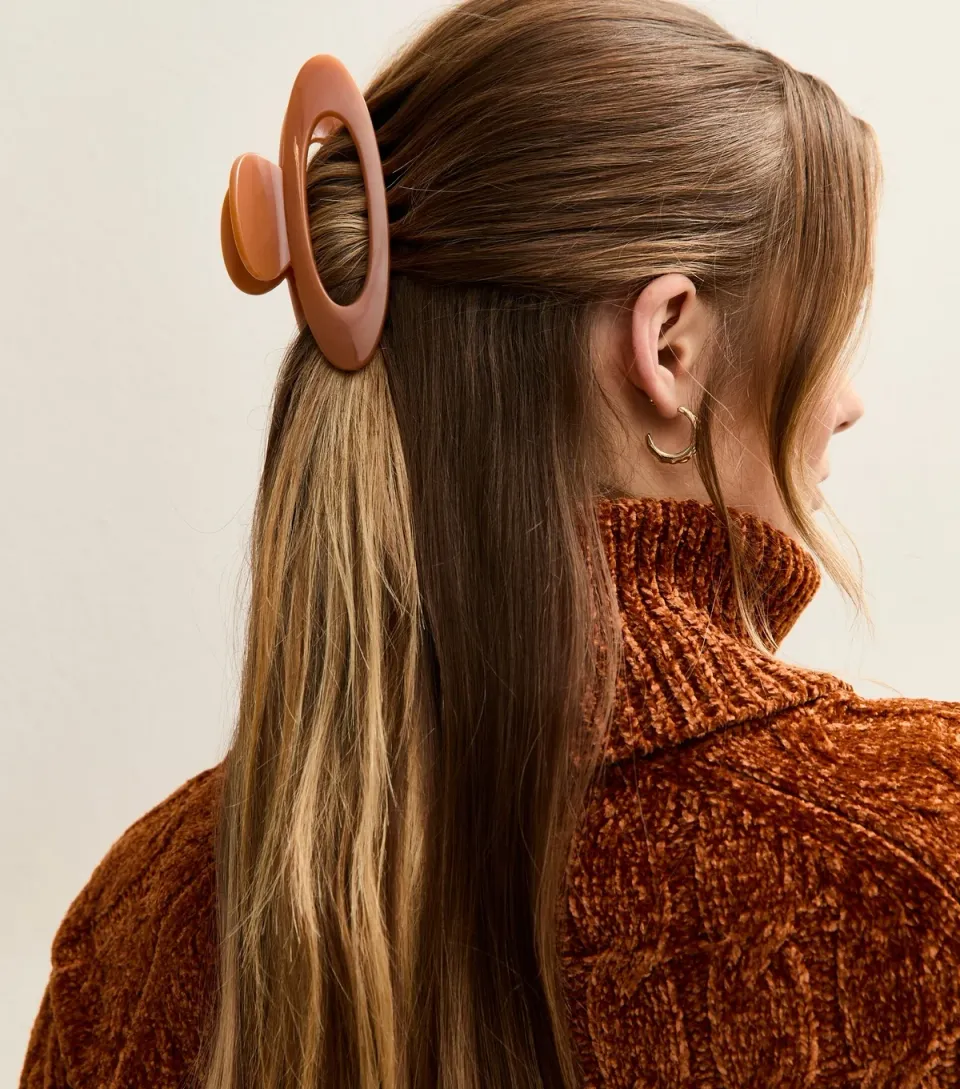Burnt Orange Oval Cut Out Hair Clip