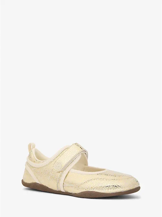 Kyler Crackled Metallic Leather Slip-On Trainer