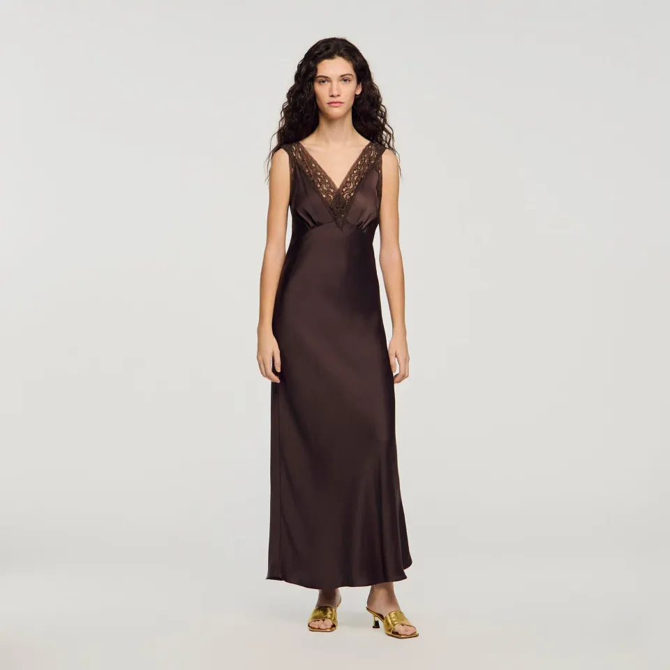 Lace collar maxi dress