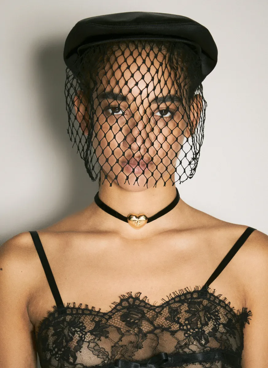 Satin Cap With Veil