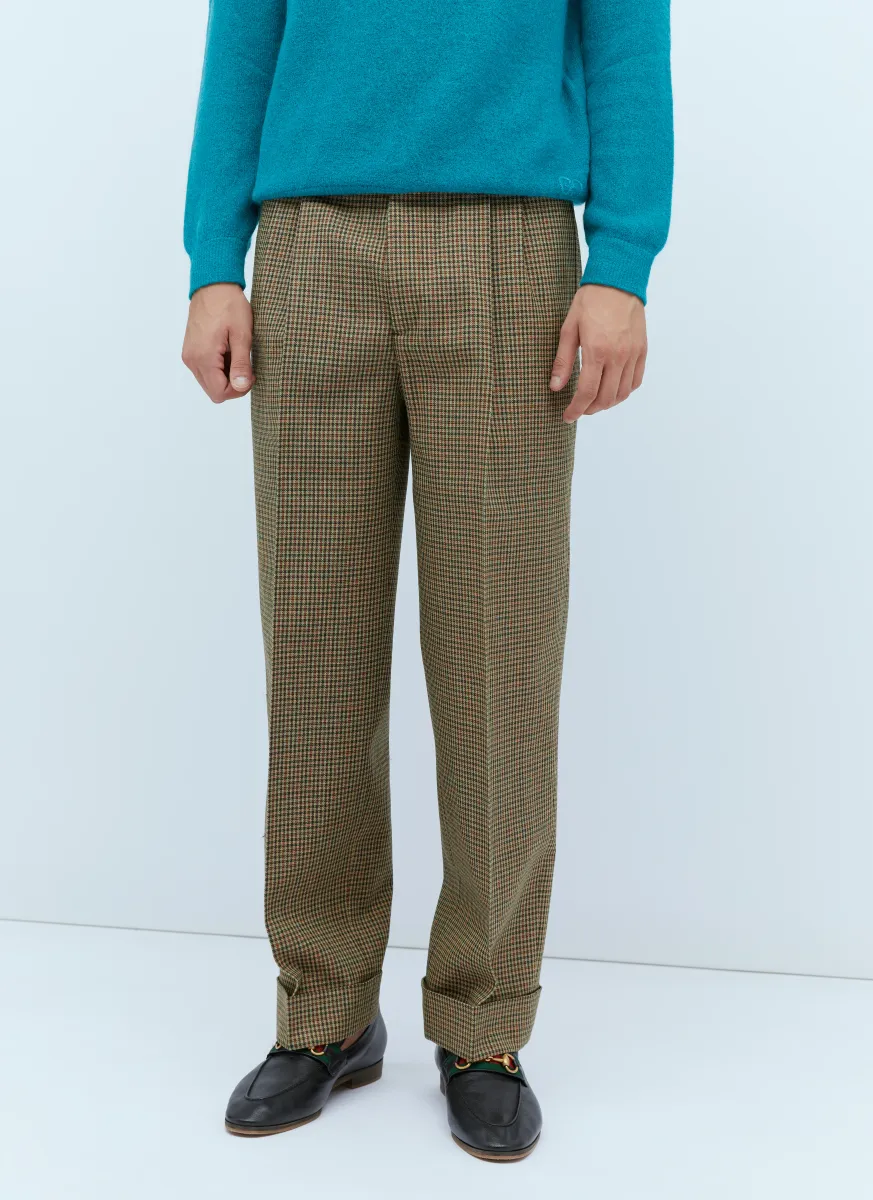 Check Wool Tailored Pants