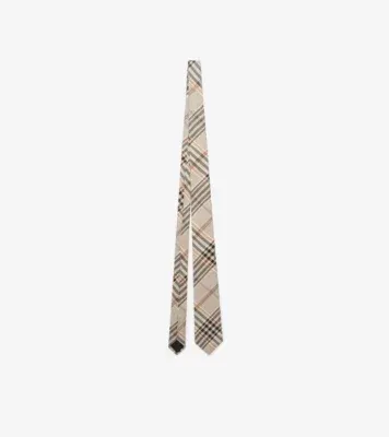 Check Silk Tie in Finch brown