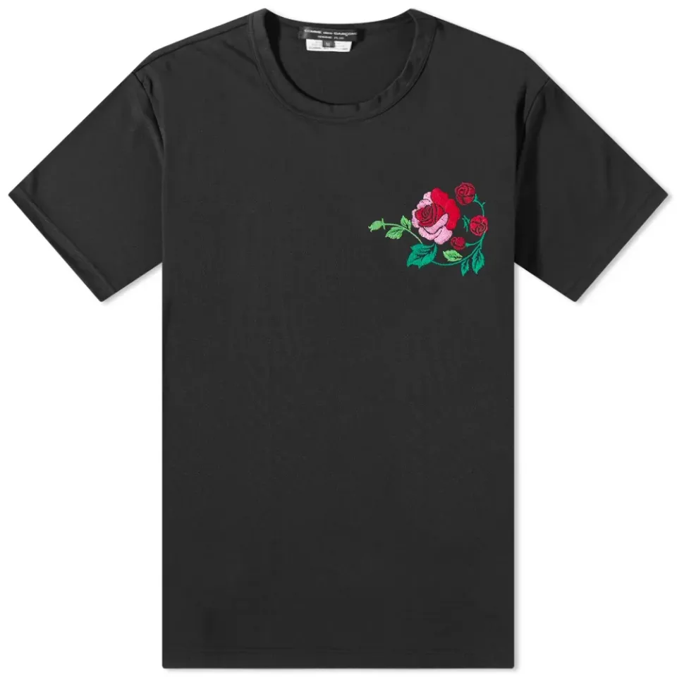 Rose in Bud Embroidery Poly T-Shirt