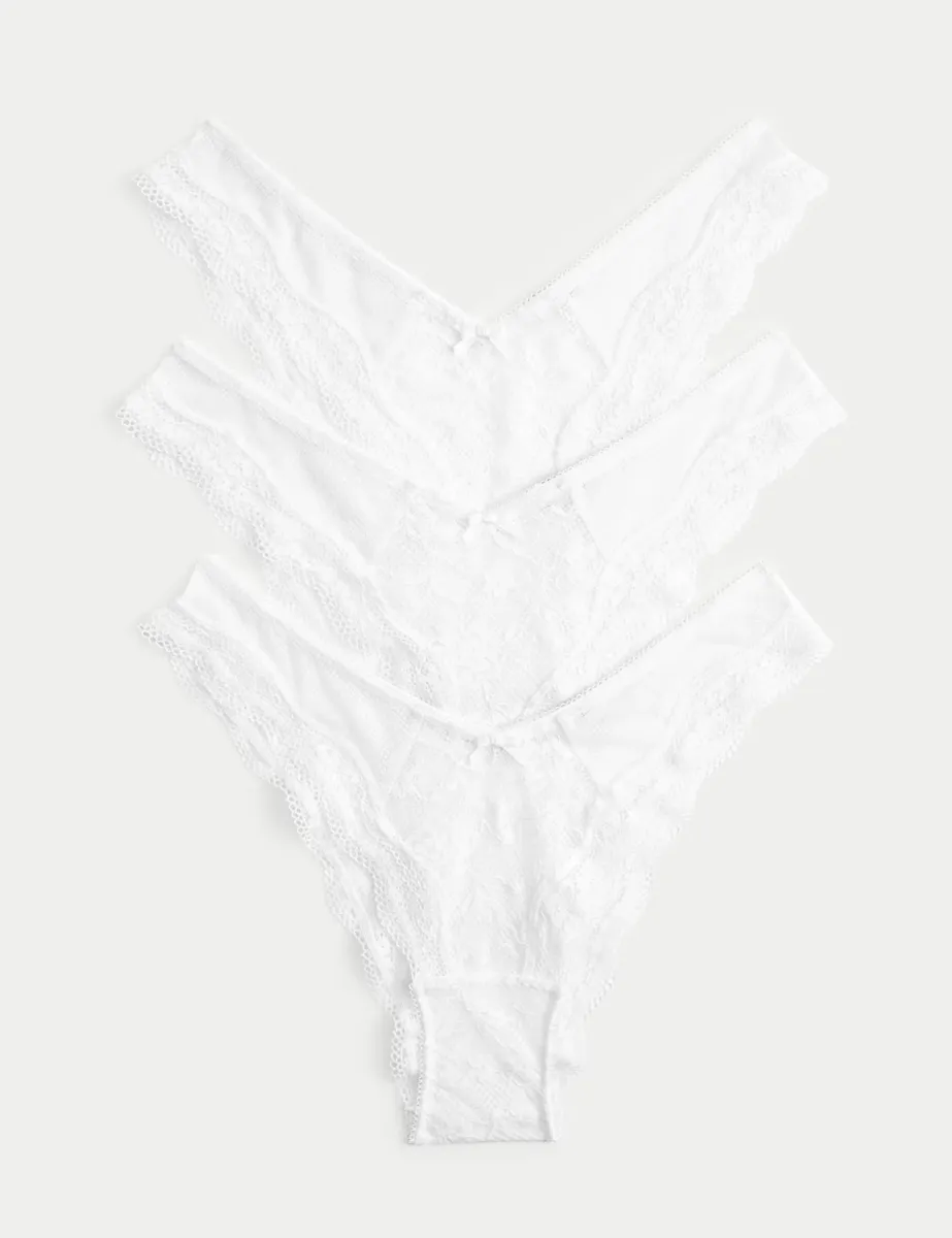 3pk Jasmine Lace Miami Knickers White