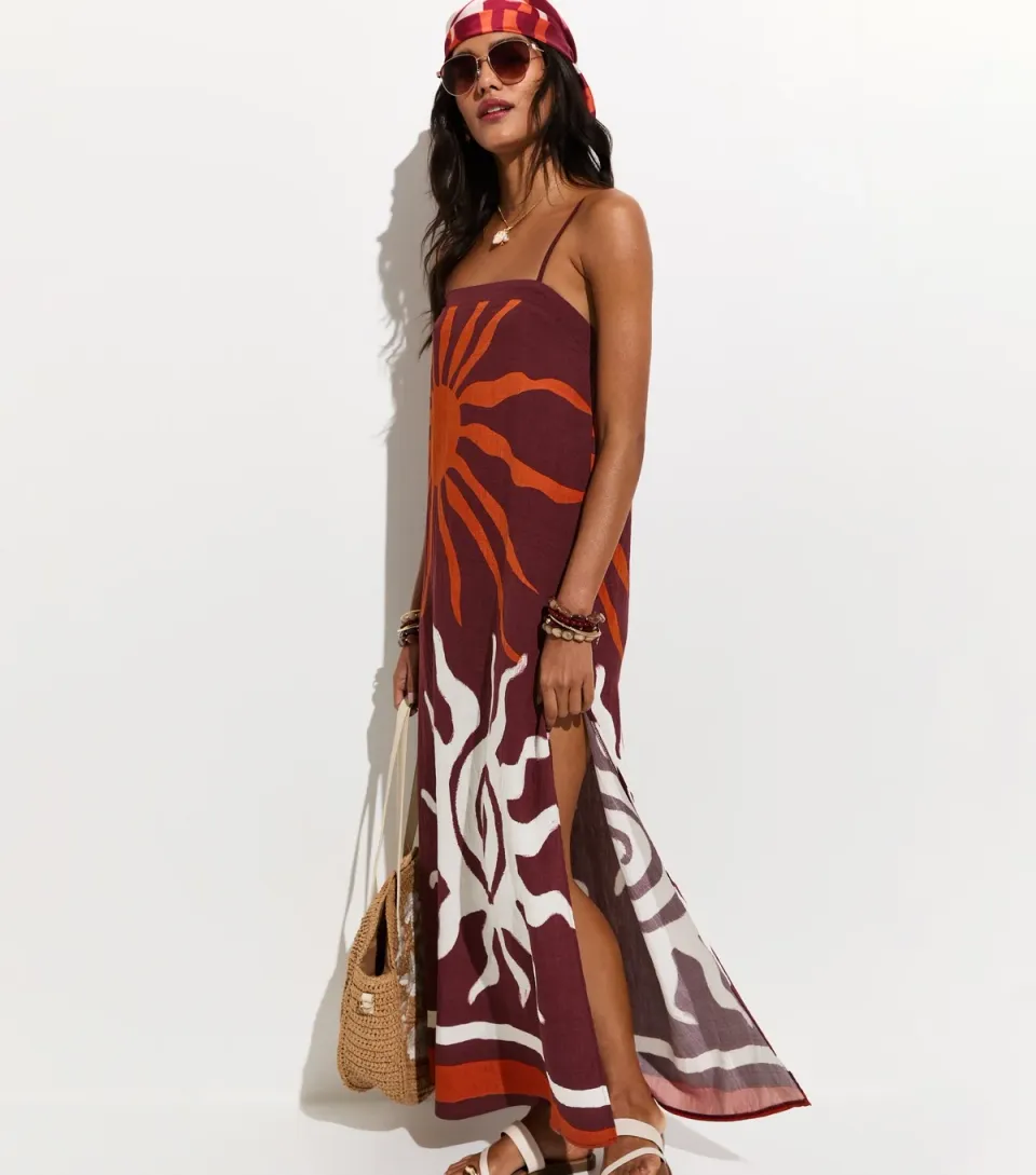 Women's Brown Sun Maxi Dress