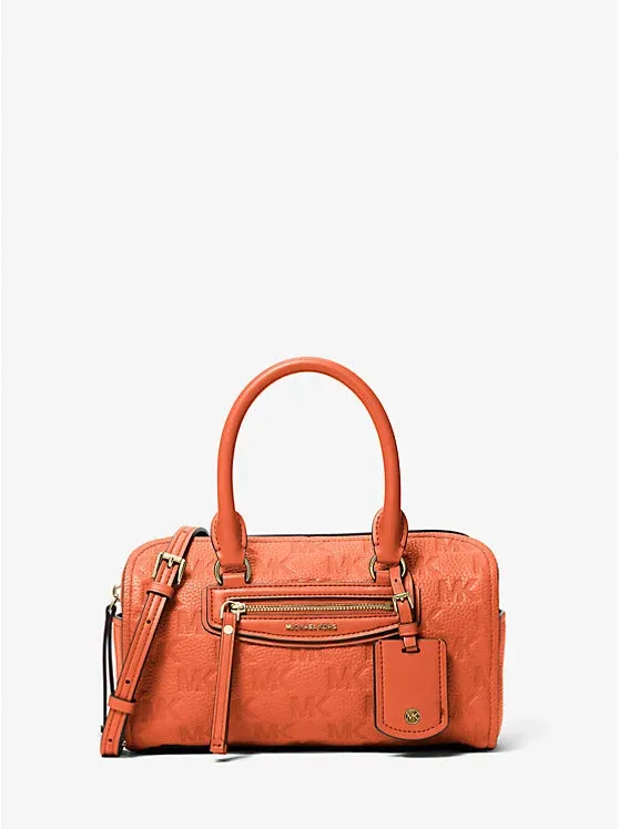 Jet Set Travel Extra-Small Logo Embossed Leather Duffel Crossbody Bag