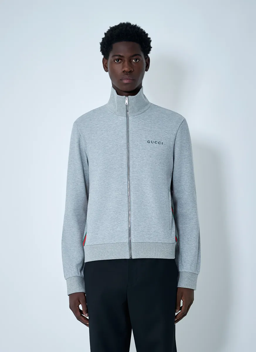 Web Motif Zip-Up Sweatshirt