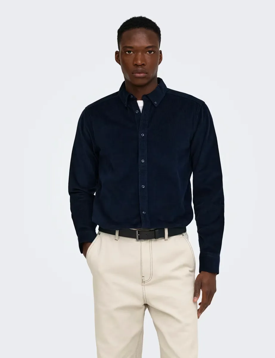 Regular Fit Corduroy Shirt Navy