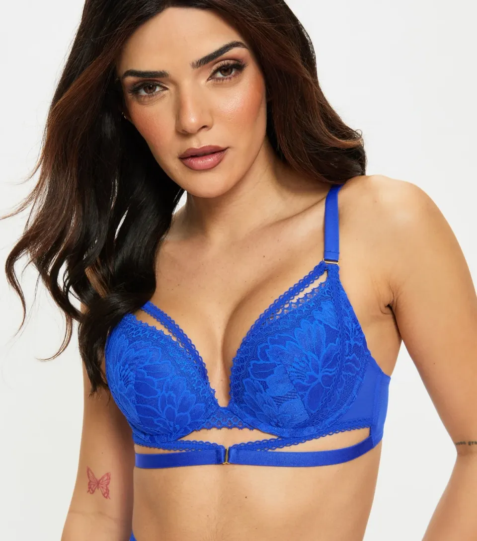 Women's Bright Blue Yours Truly Padded Plunge Bra