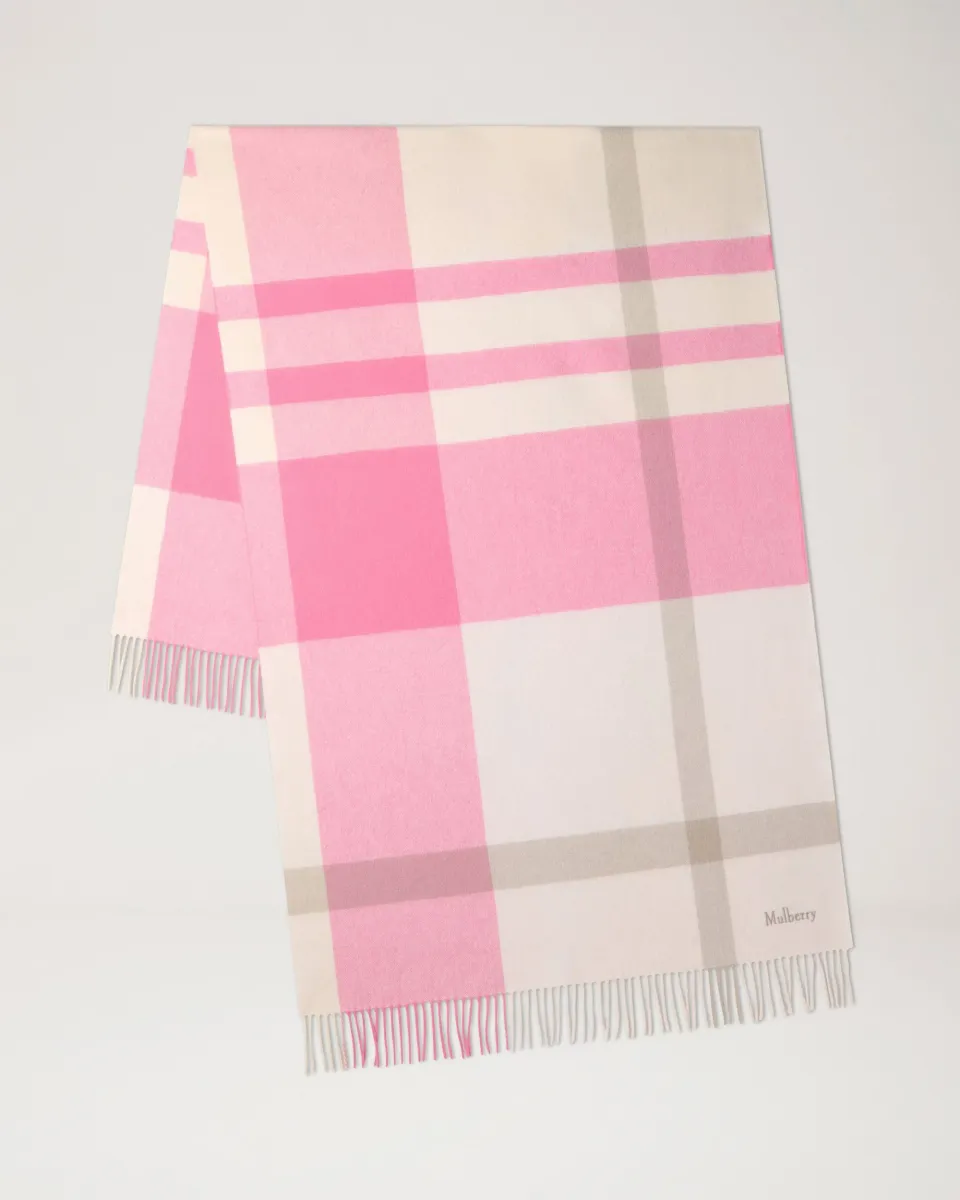 Large Check Merino Wool Scarf