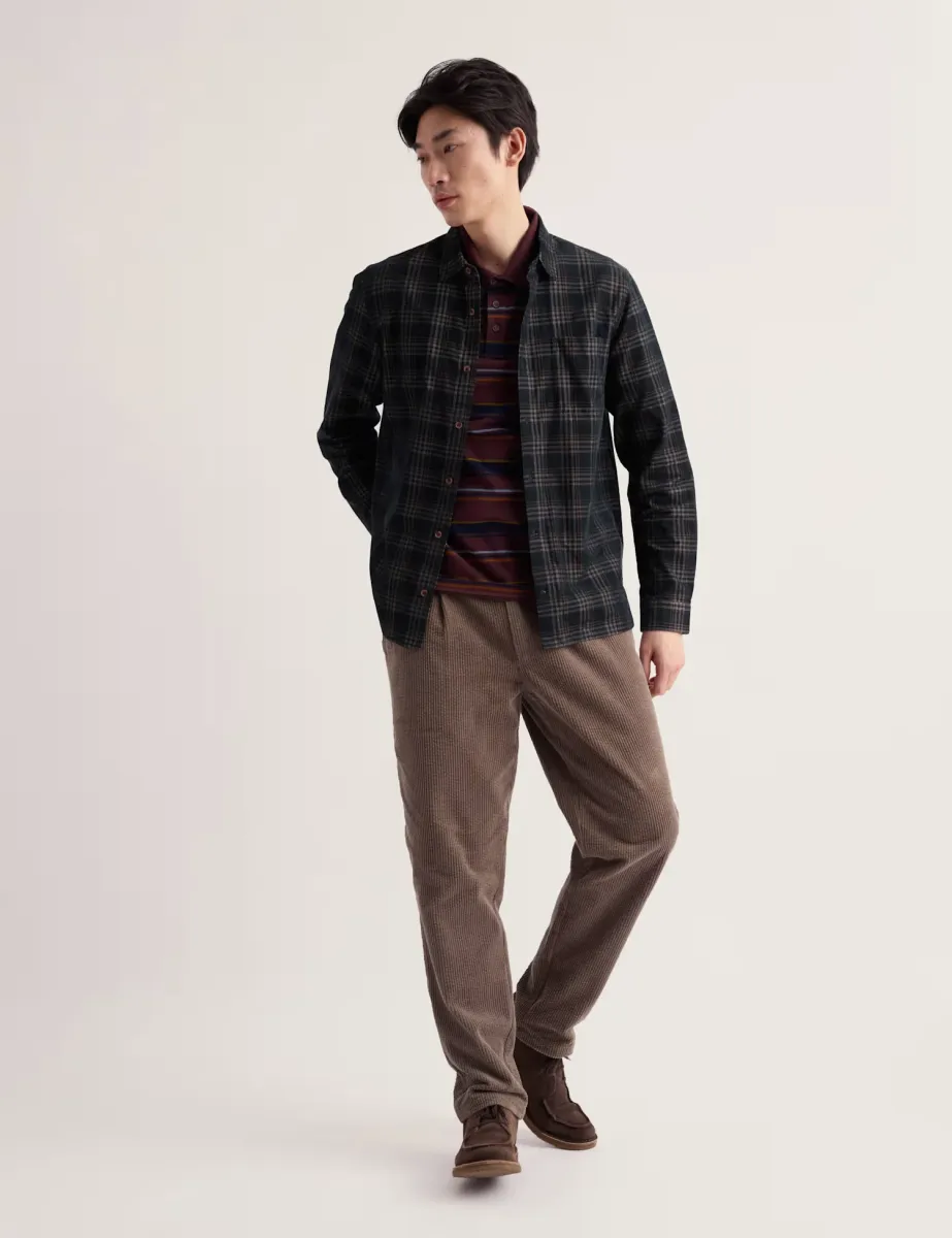 Relaxed Fit Corduroy Checked Shirt Navy Mix