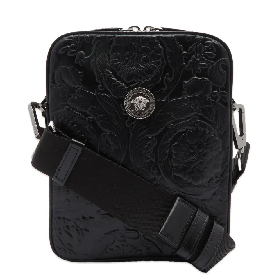 Embossed Barocco Leather Crossbody Bag