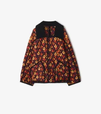 Geranium Leaf Quilted Nylon Floriston Jacket in Poppy red
