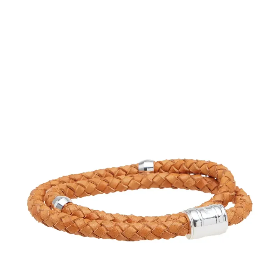 Silver Casing Leather Bracelet