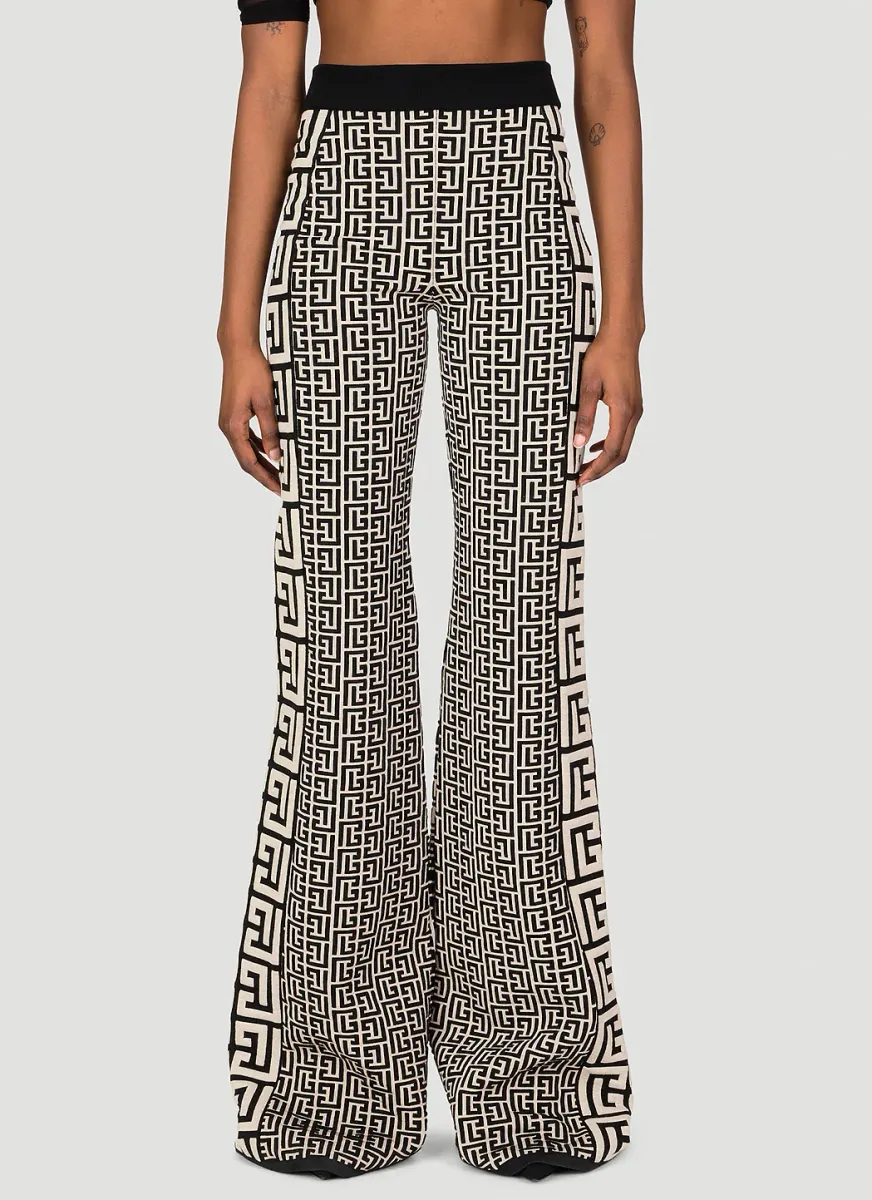 Monogram Knit Flared Pants