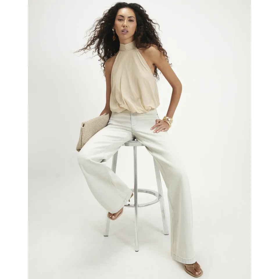 Super Bleach Mid Rise Wide Leg Jeans
