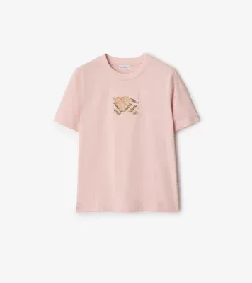 Knight Check Cotton T-shirt in Bouquet pink