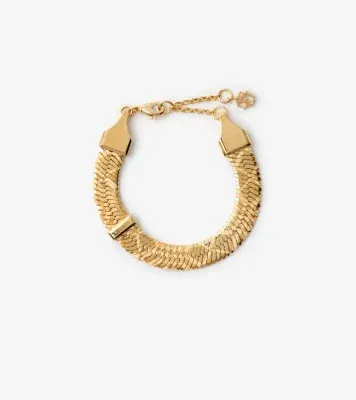 Engraved Check Bracelet in Gold
