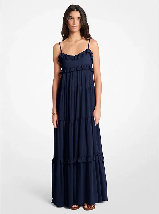 Ruffled Georgette Tiered Maxi Dress