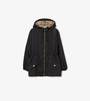 Nylon Hooded Jacket in Black
