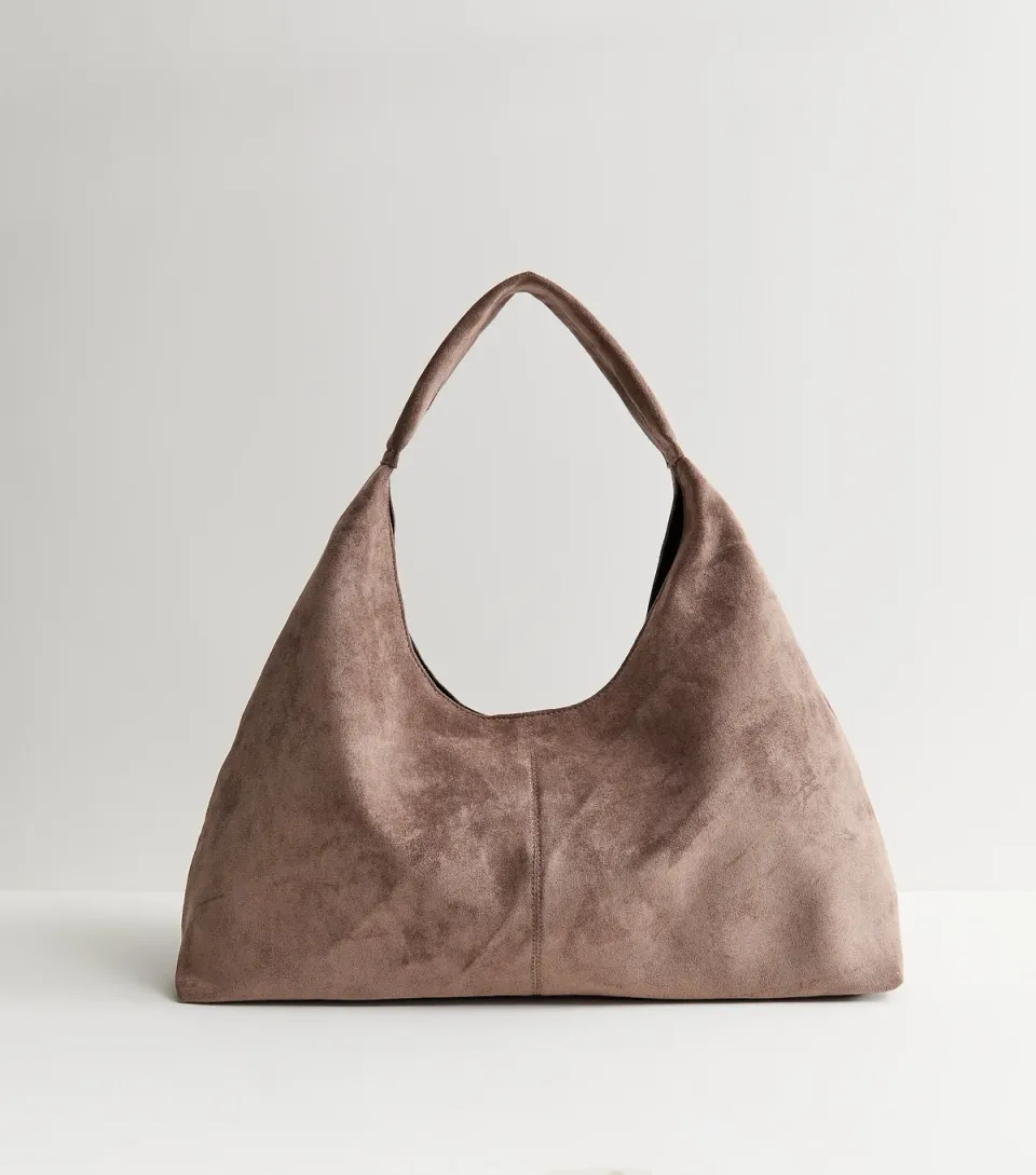 Mink Faux Suede Soft Hobo Shoulder Bag Vegan