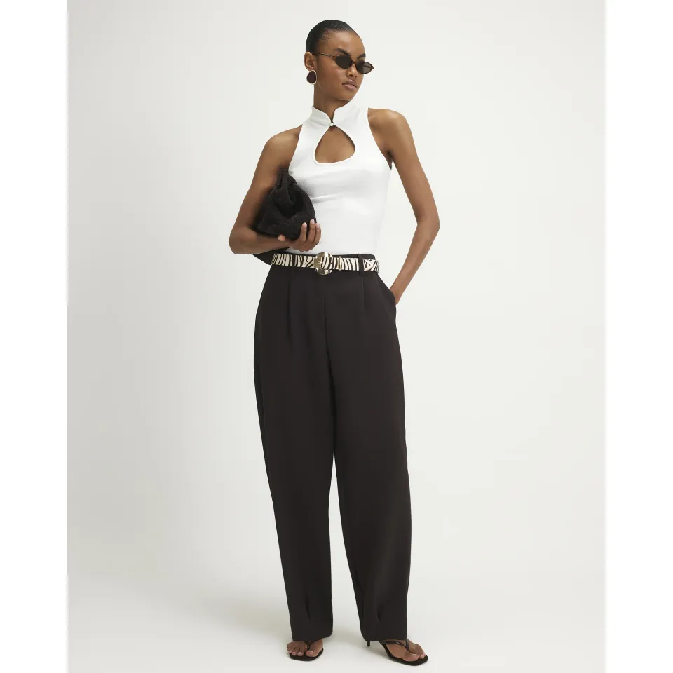 Pleat Detail Barrel Leg Trousers