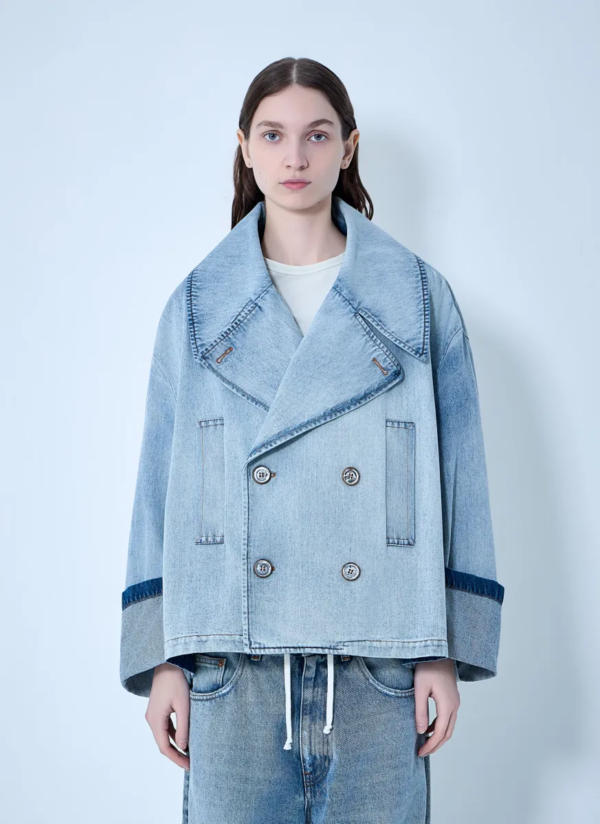 Oversized Denim Peacoat