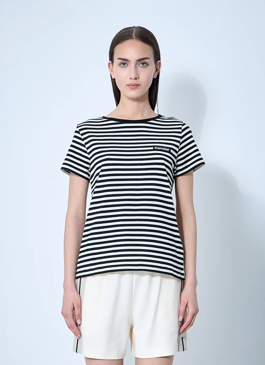 Striped Logo Motif T-Shirt