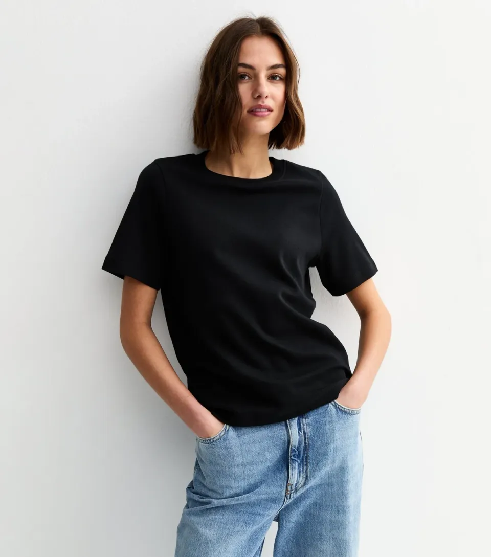 Women's Premium Black Heavyweight Cotton T-Shirt