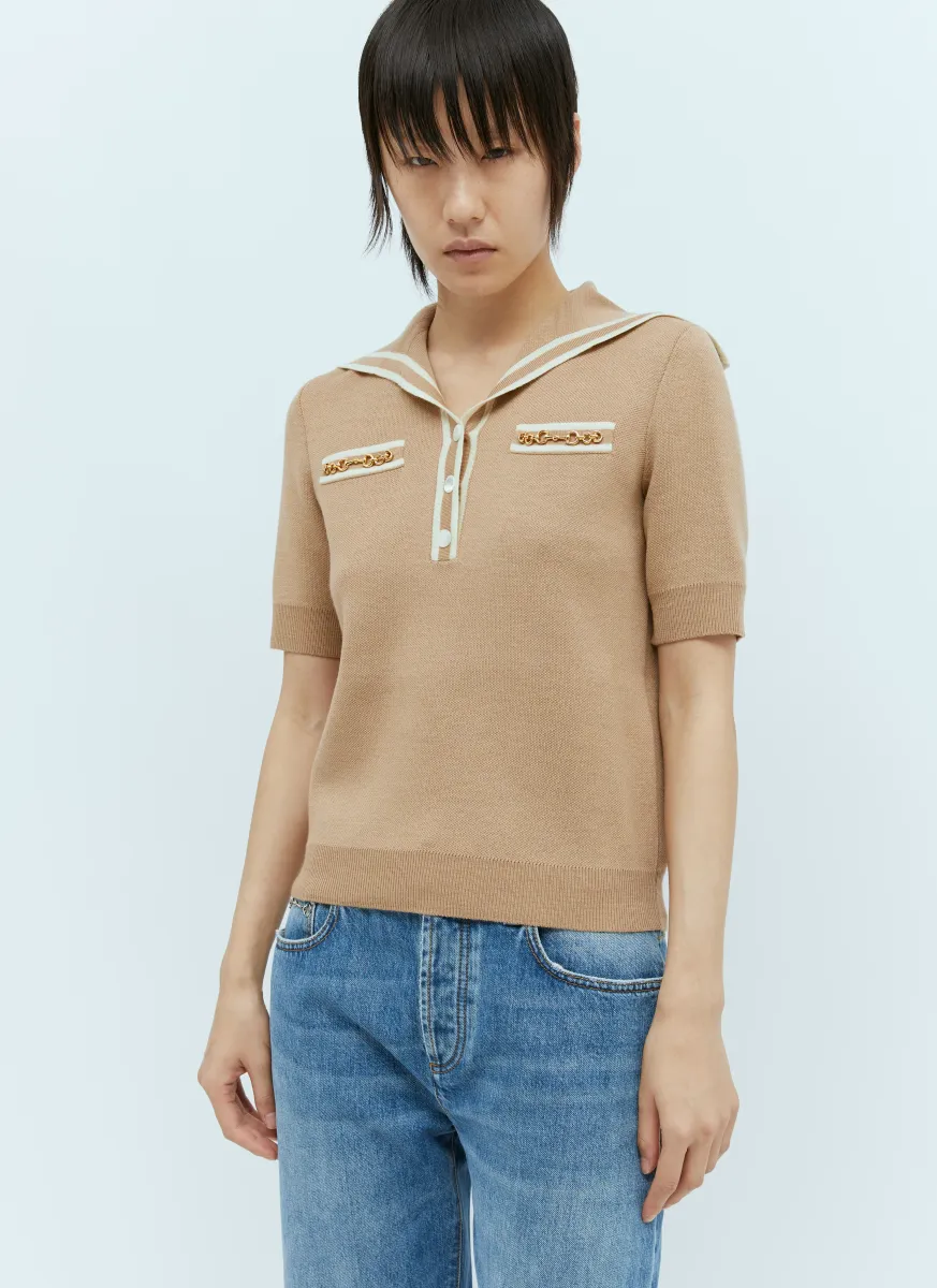 Wool Horsebit Polo Shirt