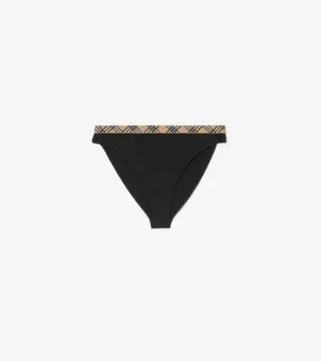 Check Trim Bikini Briefs in Black - Women, Nylon