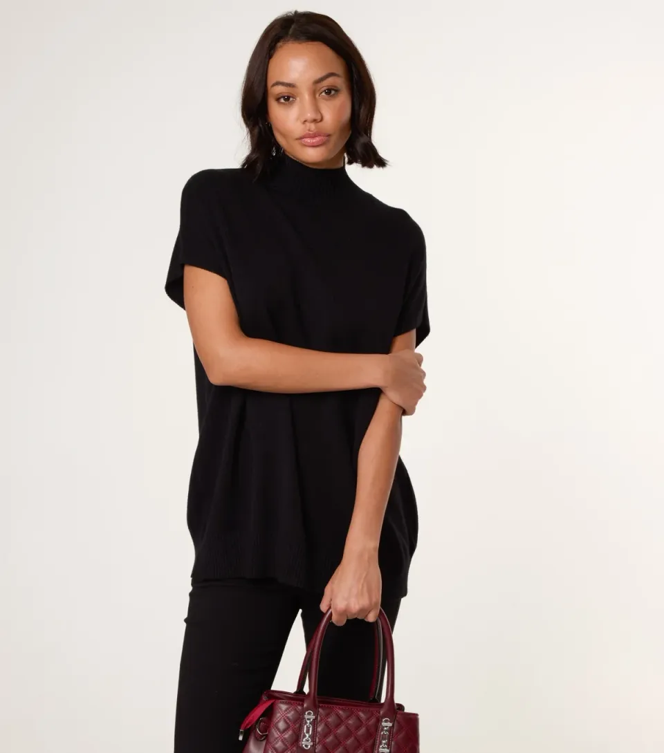 Women's Black High Neck Knit Top