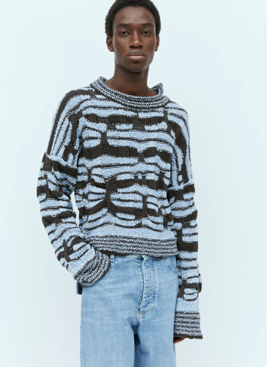 Distorted Stripe Cotton Sweater