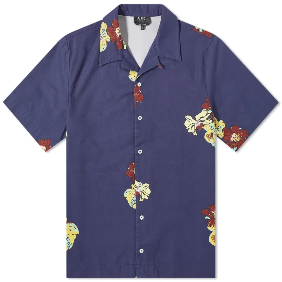 A.P.C. Louis Flower Print Short Sleeve Shirt