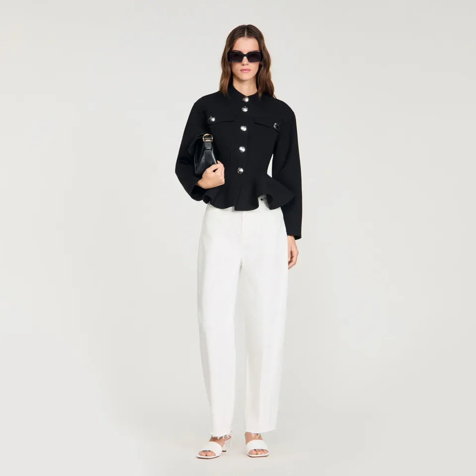 Cropped ruffled peplum jacket