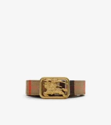 Reversible Check Rider Belt​ in Sand beige/peat brown - Women, Cotton, Linen