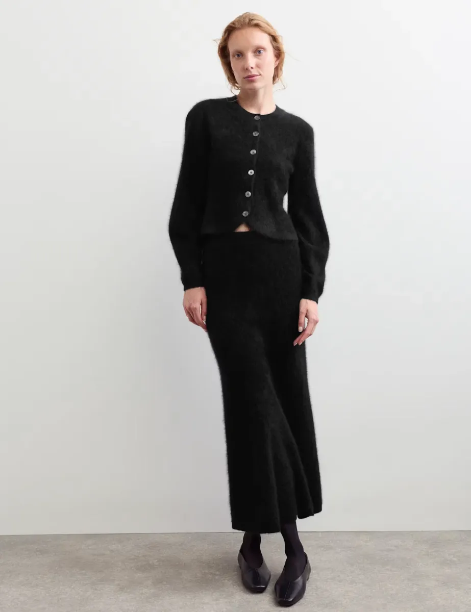 Midaxi Skirt with Cashmere Black