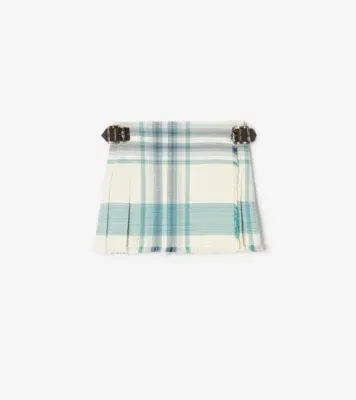 Check Viscose Blend Mini Kilt in Tidal blue