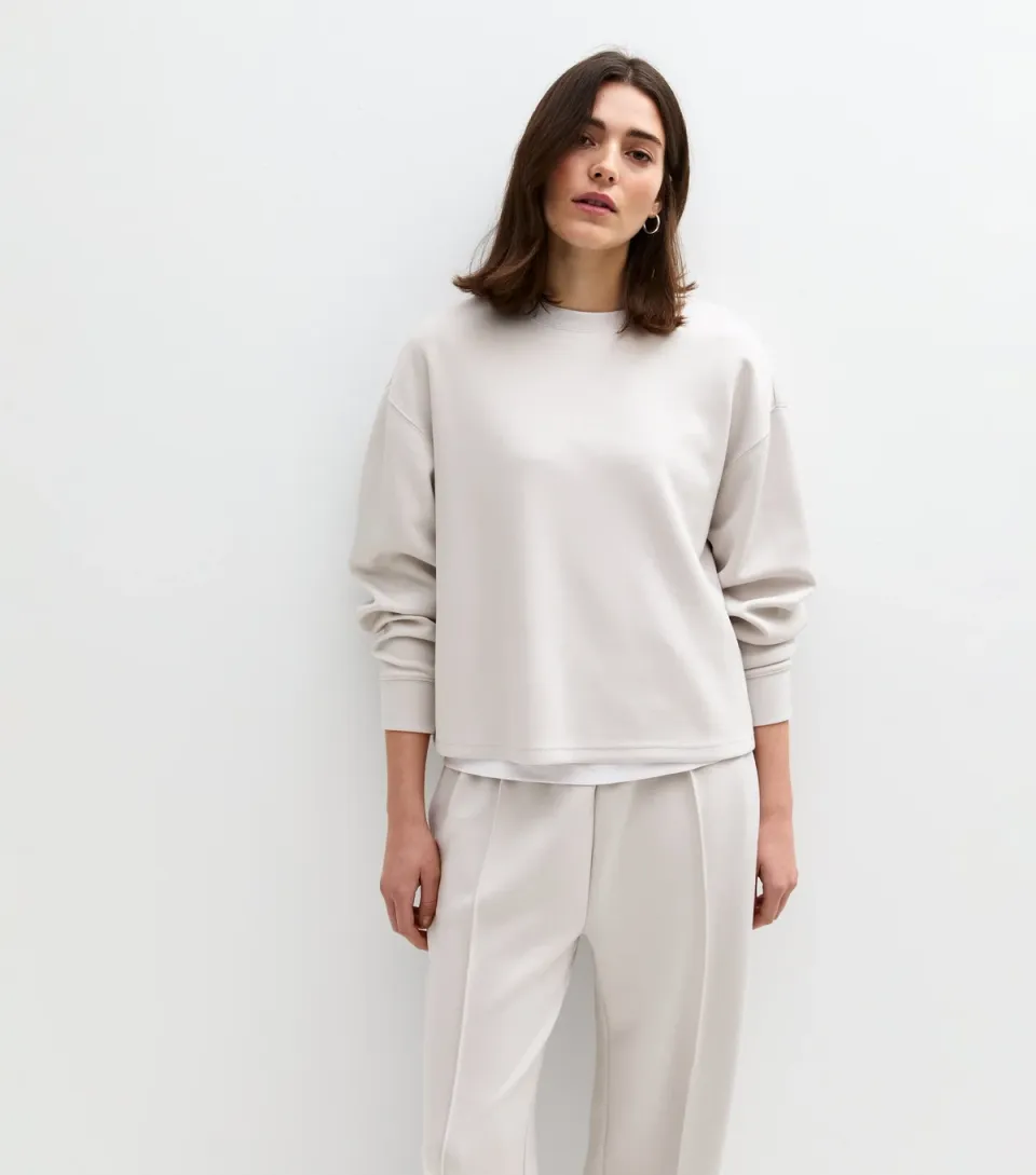Women's Light Grey Premium Soft Touch Crew Neck Sweatshirt
