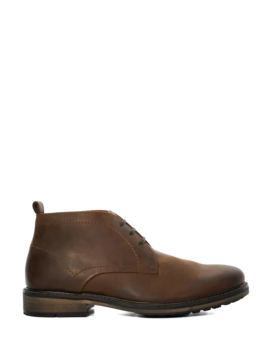 Wide Fit Leather Chukka Boots Brown