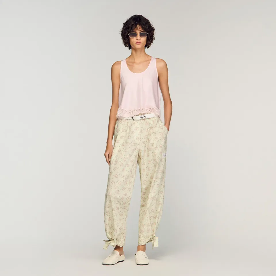 Floral-print wide-leg trousers