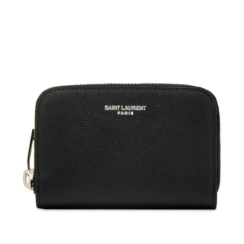 Grain Leather Zip Coin Card Wallet