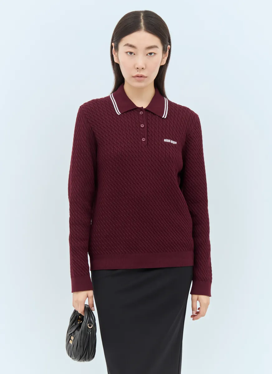 Cable Knit Polo Shirt