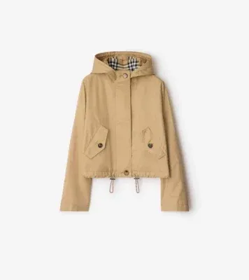 Short Gabardine Parka in Flax beige - Women, Cotton Gabardine