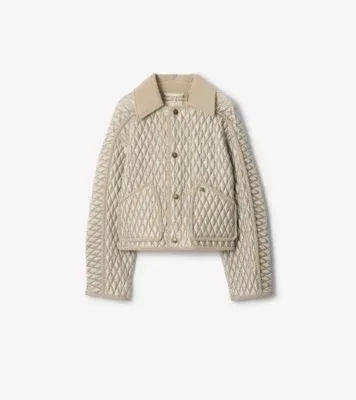 Cropped Quilted Nylon Floriston Jacket in Wisp grey