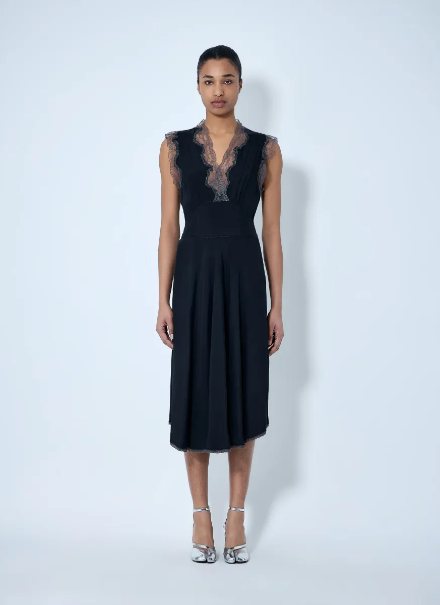 Lace Trim Midi Dress