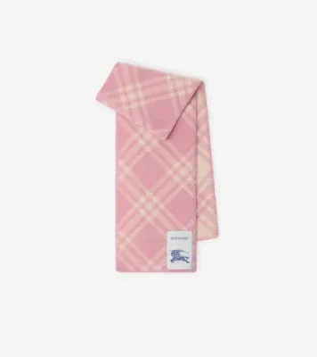 Check Wool Scarf in Sugar pink