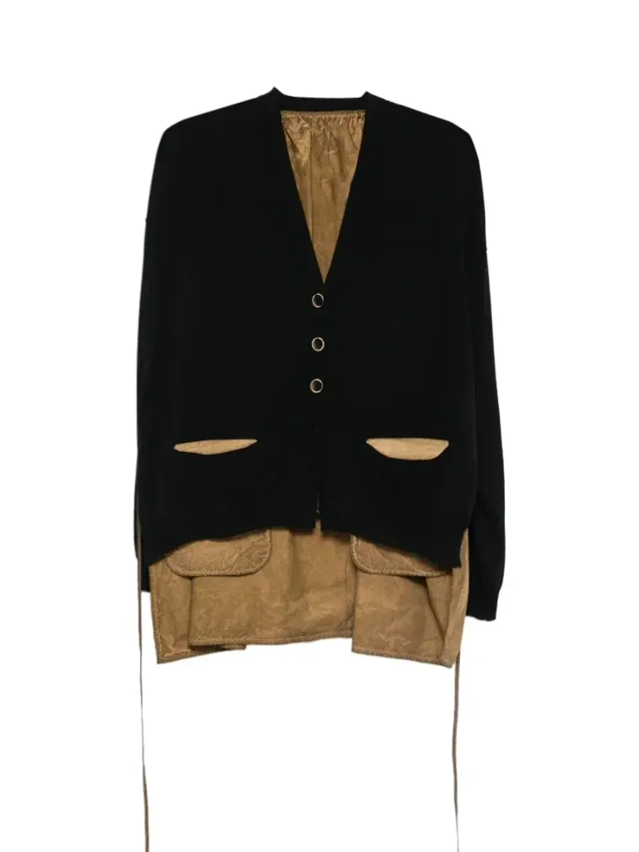 Front-Pocket Cardigan Black/Mustard